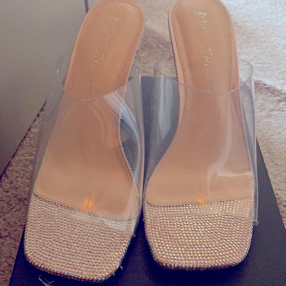 Rhinestone Betsey Johnson perfect heel clear top